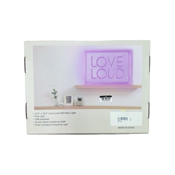 Love Loud Pink LED Neon Light - 14.5” x 10.5” - Picture 3 of 3